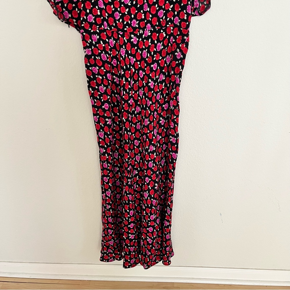 Zara Red Pink Floral Maxi Dress Romantic Cottagecore Boho Spring Whimsigoth - Picture 3 of 14